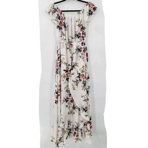 Forever 21 Women's Medium Floral Garden Maxi Dress Flutter Sleeve Romper Vaca